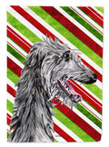 Scottish Deerhound Candy Cane Christmas House Flag 28x40 Porch Sleeve Pole Decorative Outside Yard Banner Artwork Wall Hanging, Polyester