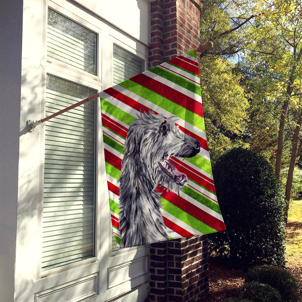 Scottish Deerhound Candy Cane Christmas House Flag 28x40 Porch Sleeve Pole Decorative Outside Yard Banner Artwork Wall Hanging, Polyester