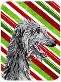 Scottish Deerhound Candy Cane Christmas Cutting Board Tempered Glass Kitchen Cutting Surface, Heat Resistant Chopping, Non-Slip Feet, Food Prep & Serving