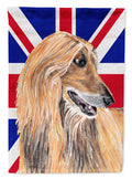 Afghan Hound with English Union Jack British Flag House Flag 28x40 Porch Sleeve Pole Decorative Outside Yard Banner Artwork Wall Hanging, Polyester