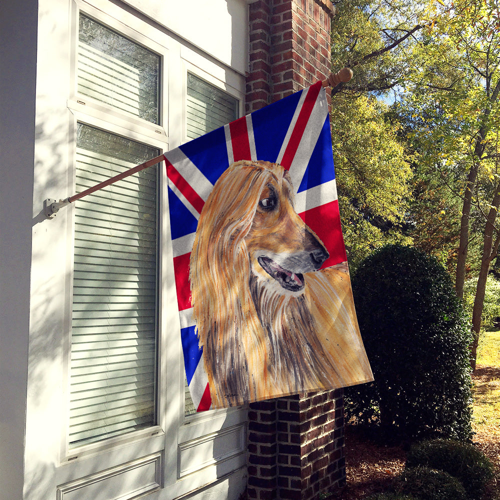Afghan Hound with English Union Jack British Flag House Flag 28x40 Porch Sleeve Pole Decorative Outside Yard Banner Artwork Wall Hanging, Polyester