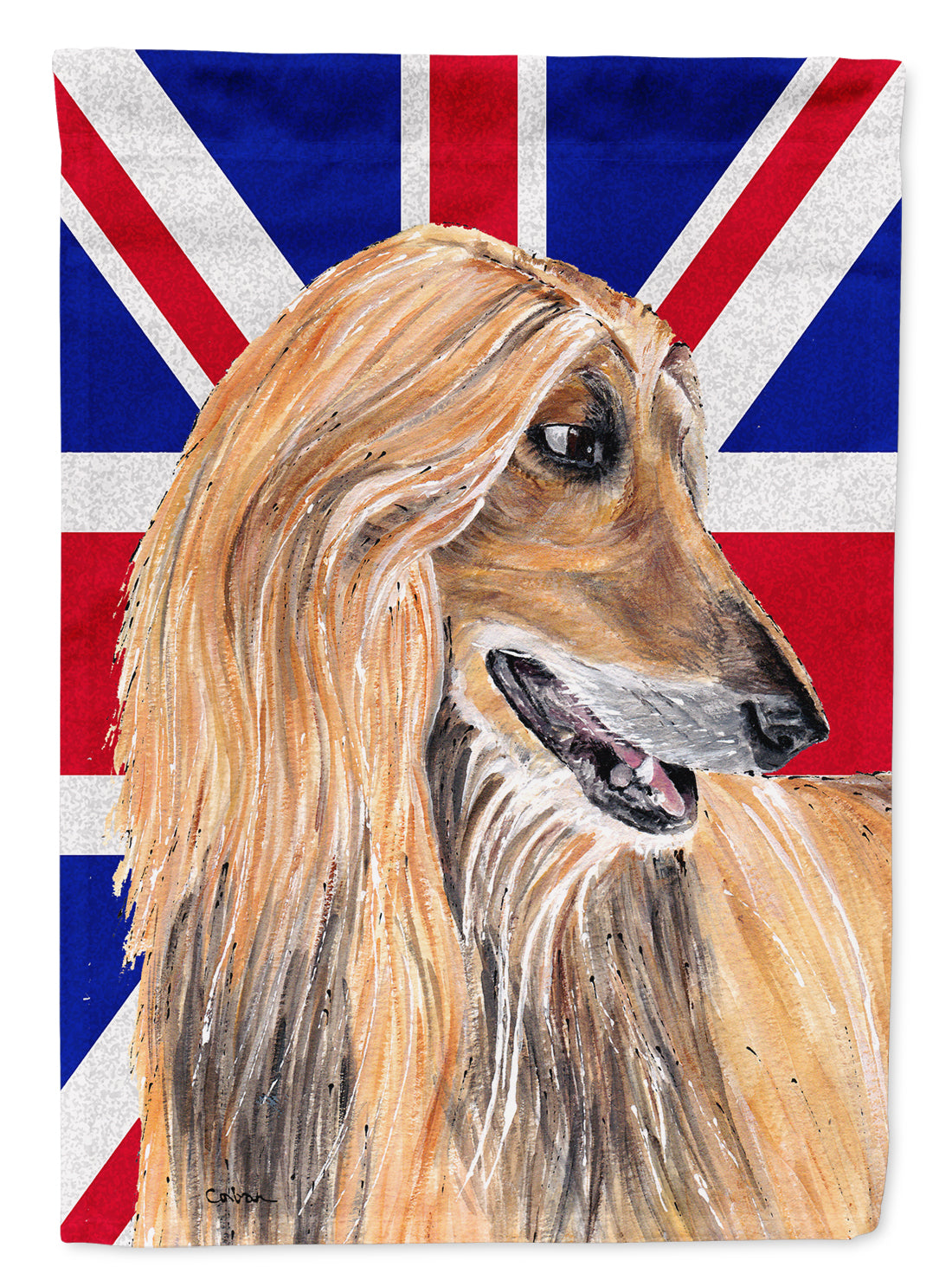 Afghan Hound with English Union Jack British Flag Garden Flag Mailbox Decorative Yard Banner Outside Patio Artwork for Flower Beds, Garden Size, Multicolor