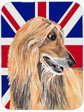 Afghan Hound with English Union Jack British Flag Cutting Board Tempered Glass Kitchen Cutting Surface, Heat Resistant Chopping, Non-Slip Feet, Food Prep & Serving