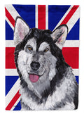 Alaskan Malamute with English Union Jack British Flag House Flag 28x40 Porch Sleeve Pole Decorative Outside Yard Banner Artwork Wall Hanging, Polyester