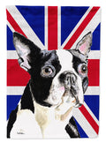 Boston Terrier with English Union Jack British Flag House Flag 28x40 Porch Sleeve Pole Decorative Outside Yard Banner Artwork Wall Hanging, Polyester