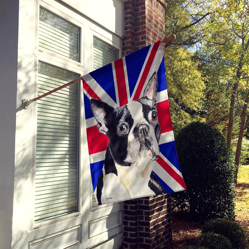 Boston Terrier with English Union Jack British Flag House Flag 28x40 Porch Sleeve Pole Decorative Outside Yard Banner Artwork Wall Hanging, Polyester