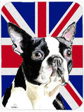 Boston Terrier with English Union Jack British Flag Mouse Pad, Heat Resistant Trivet Hot Pad , Non Slip Rubber Desk Mat, Kitchen Counter Protector, Home Office Decor Gift