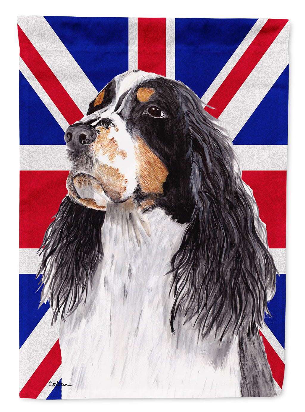 Welsh Springer Spaniel with English Union Jack British Flag House Flag 28x40 Porch Sleeve Pole Decorative Outside Yard Banner Artwork Wall Hanging, Polyester