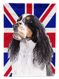 Welsh Springer Spaniel with English Union Jack British Flag House Flag 28x40 Porch Sleeve Pole Decorative Outside Yard Banner Artwork Wall Hanging, Polyester