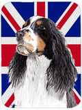 Welsh Springer Spaniel with English Union Jack British Flag Cutting Board Tempered Glass Kitchen Cutting Surface, Heat Resistant Chopping, Non-Slip Feet, Food Prep & Serving