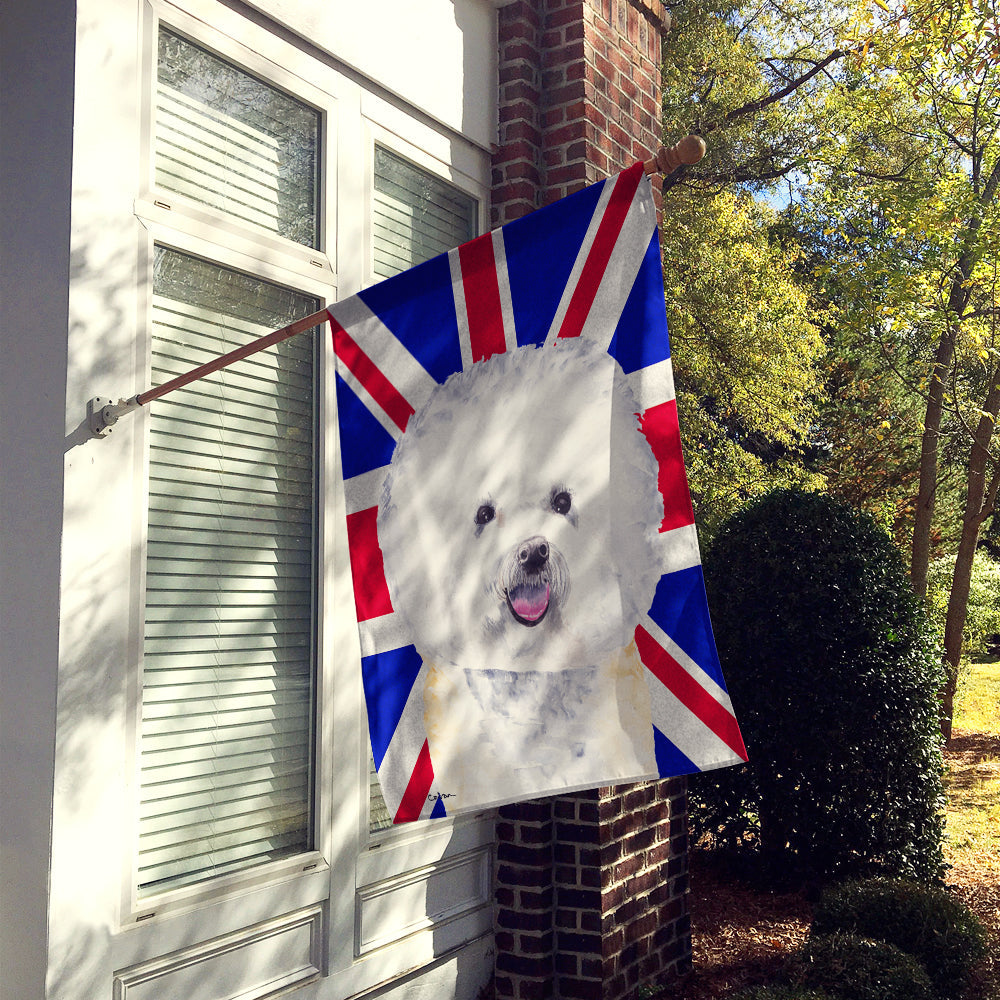 Bichon Frise with English Union Jack British Flag House Flag 28x40 Porch Sleeve Pole Decorative Outside Yard Banner Artwork Wall Hanging, Polyester