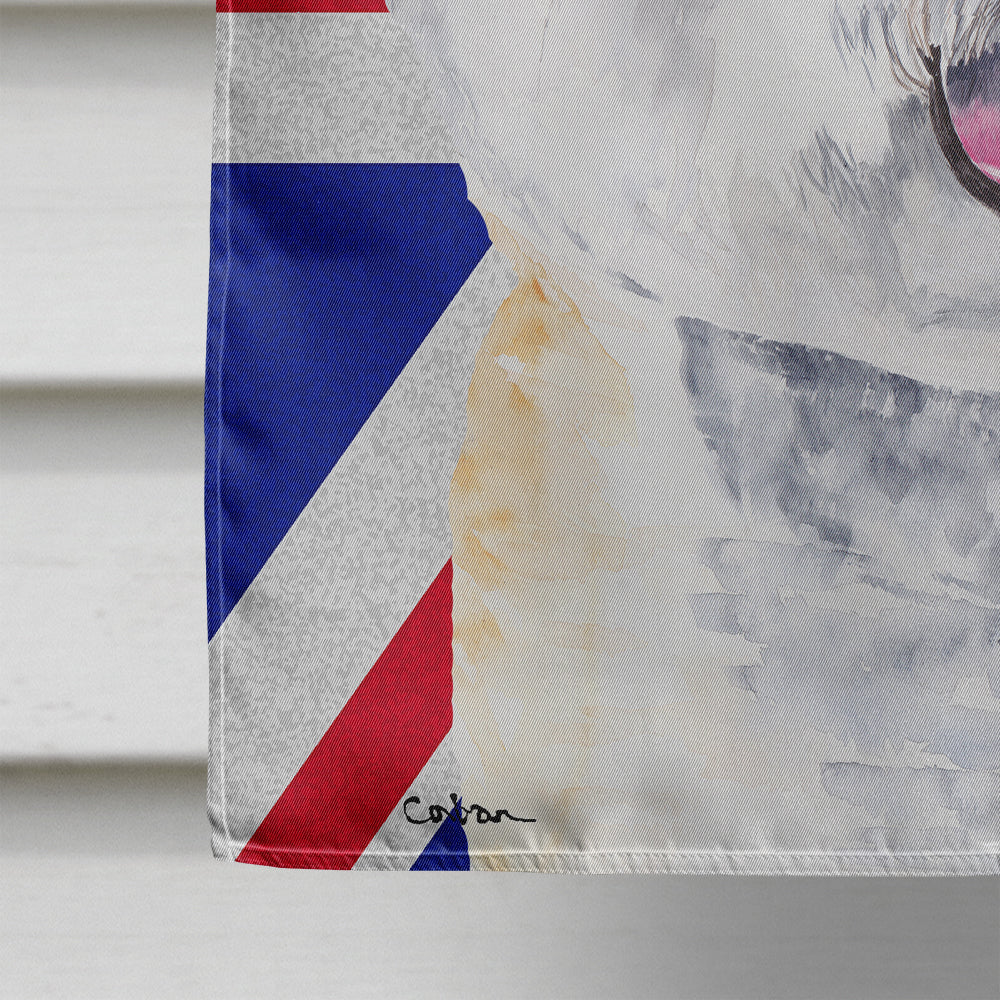 Bichon Frise with English Union Jack British Flag House Flag 28x40 Porch Sleeve Pole Decorative Outside Yard Banner Artwork Wall Hanging, Polyester