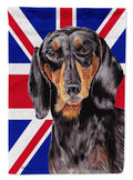 Dachshund with English Union Jack British Flag House Flag 28x40 Porch Sleeve Pole Decorative Outside Yard Banner Artwork Wall Hanging, Polyester
