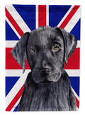 Labrador with English Union Jack British Flag House Flag 28x40 Porch Sleeve Pole Decorative Outside Yard Banner Artwork Wall Hanging, Polyester