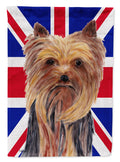 Yorkie with English Union Jack British Flag House Flag 28x40 Porch Sleeve Pole Decorative Outside Yard Banner Artwork Wall Hanging, Polyester