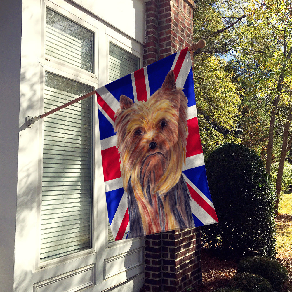 Yorkie with English Union Jack British Flag House Flag 28x40 Porch Sleeve Pole Decorative Outside Yard Banner Artwork Wall Hanging, Polyester
