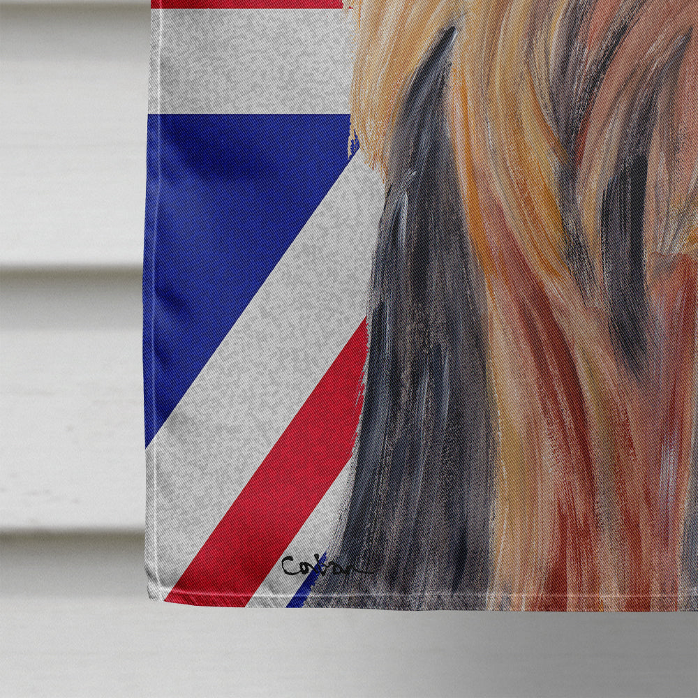 Yorkie with English Union Jack British Flag House Flag 28x40 Porch Sleeve Pole Decorative Outside Yard Banner Artwork Wall Hanging, Polyester