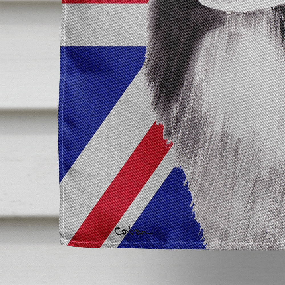 Border Collie with English Union Jack British Flag House Flag 28x40 Porch Sleeve Pole Decorative Outside Yard Banner Artwork Wall Hanging, Polyester
