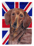Dachshund with English Union Jack British Flag House Flag 28x40 Porch Sleeve Pole Decorative Outside Yard Banner Artwork Wall Hanging, Polyester