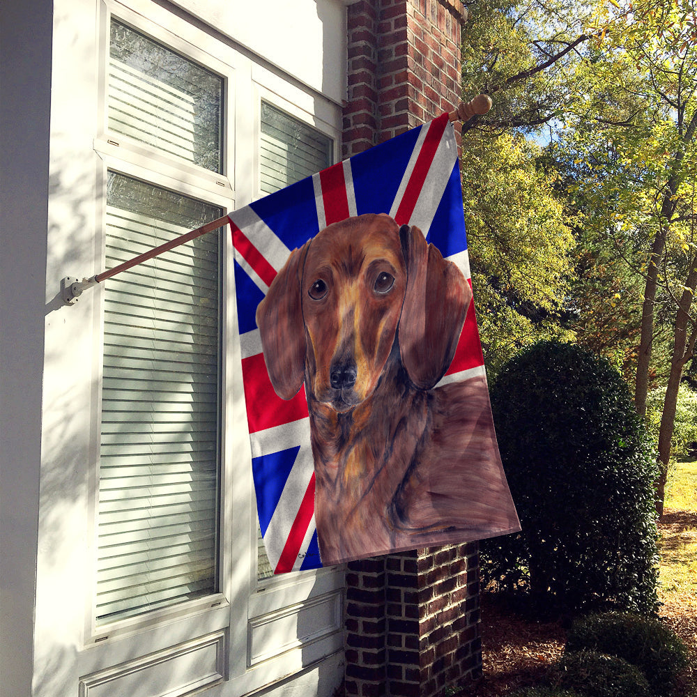 Dachshund with English Union Jack British Flag House Flag 28x40 Porch Sleeve Pole Decorative Outside Yard Banner Artwork Wall Hanging, Polyester