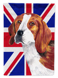 Beagle with English Union Jack British Flag House Flag 28x40 Porch Sleeve Pole Decorative Outside Yard Banner Artwork Wall Hanging, Polyester