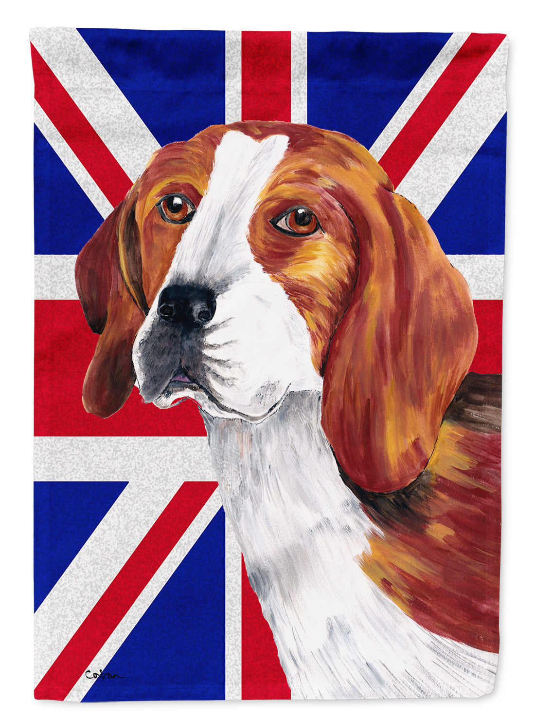 Beagle with English Union Jack British Flag House Flag 28x40 Porch Sleeve Pole Decorative Outside Yard Banner Artwork Wall Hanging, Polyester
