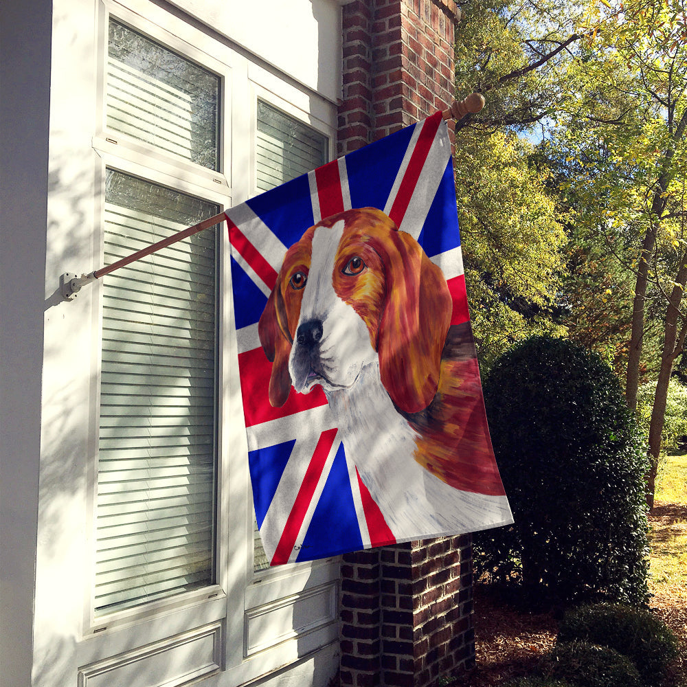 Beagle with English Union Jack British Flag House Flag 28x40 Porch Sleeve Pole Decorative Outside Yard Banner Artwork Wall Hanging, Polyester