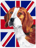 Beagle with English Union Jack British Flag Cutting Board Tempered Glass Kitchen Cutting Surface, Heat Resistant Chopping, Non-Slip Feet, Food Prep & Serving