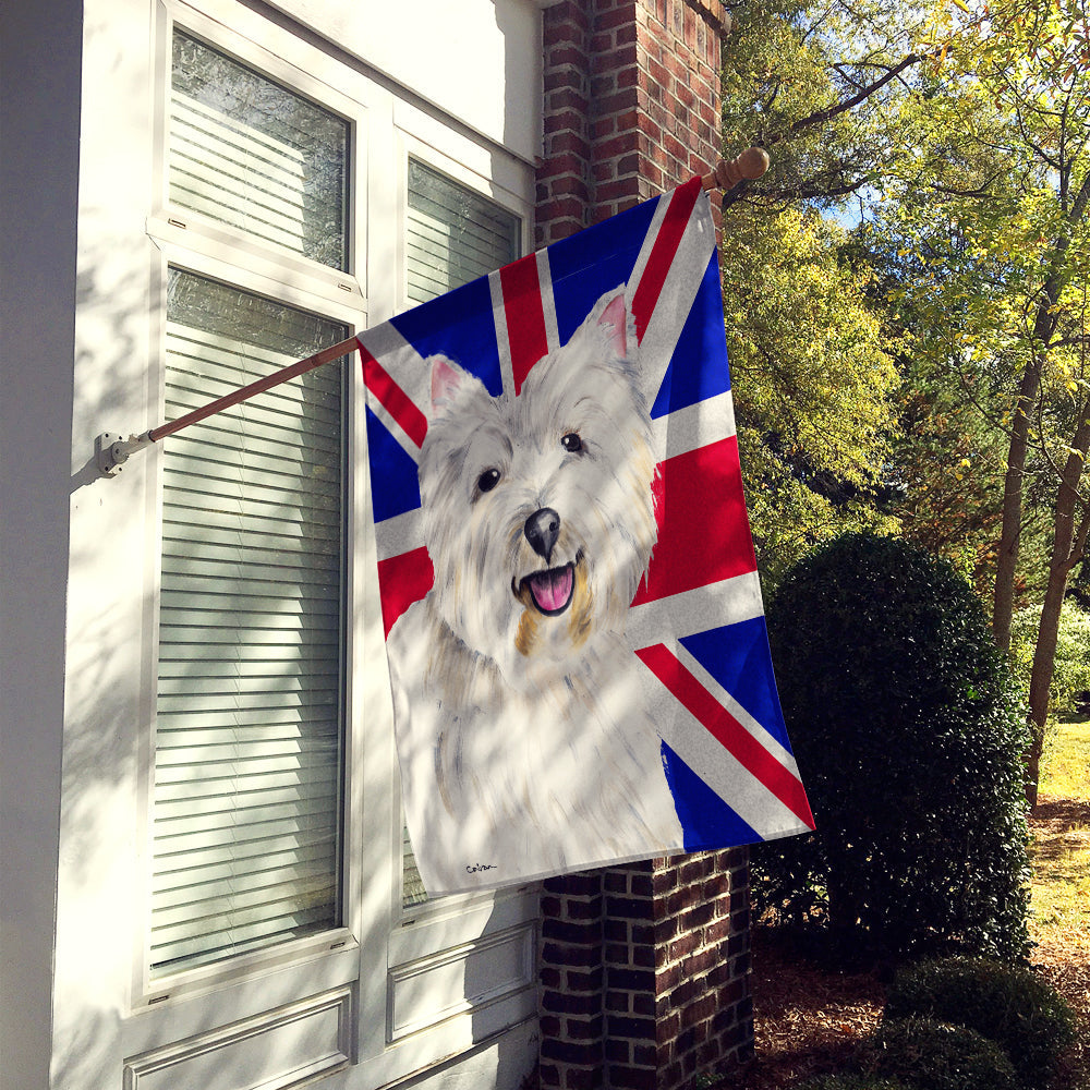 Westie with English Union Jack British Flag House Flag 28x40 Porch Sleeve Pole Decorative Outside Yard Banner Artwork Wall Hanging, Polyester