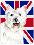Westie with English Union Jack British Flag Cutting Board Tempered Glass Kitchen Cutting Surface, Heat Resistant Chopping, Non-Slip Feet, Food Prep & Serving