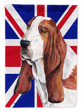 Basset Hound with English Union Jack British Flag House Flag 28x40 Porch Sleeve Pole Decorative Outside Yard Banner Artwork Wall Hanging, Polyester