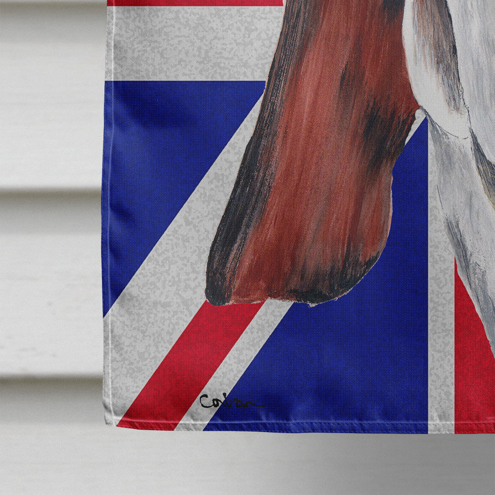 Basset Hound with English Union Jack British Flag House Flag 28x40 Porch Sleeve Pole Decorative Outside Yard Banner Artwork Wall Hanging, Polyester