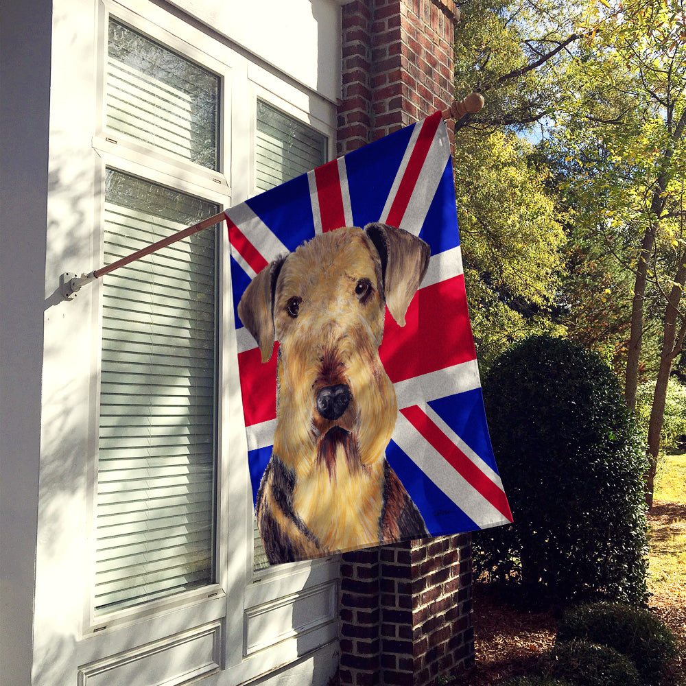 Airedale with English Union Jack British Flag House Flag 28x40 Porch Sleeve Pole Decorative Outside Yard Banner Artwork Wall Hanging, Polyester