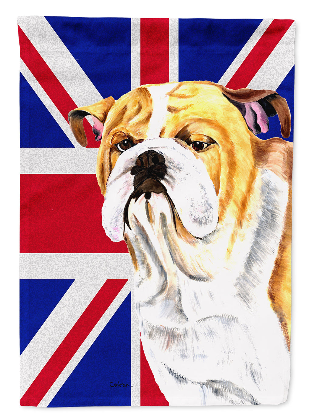 Bulldog English with Engish Union Jack British Flag House Flag 28x40 Porch Sleeve Pole Decorative Outside Yard Banner Artwork Wall Hanging, Polyester