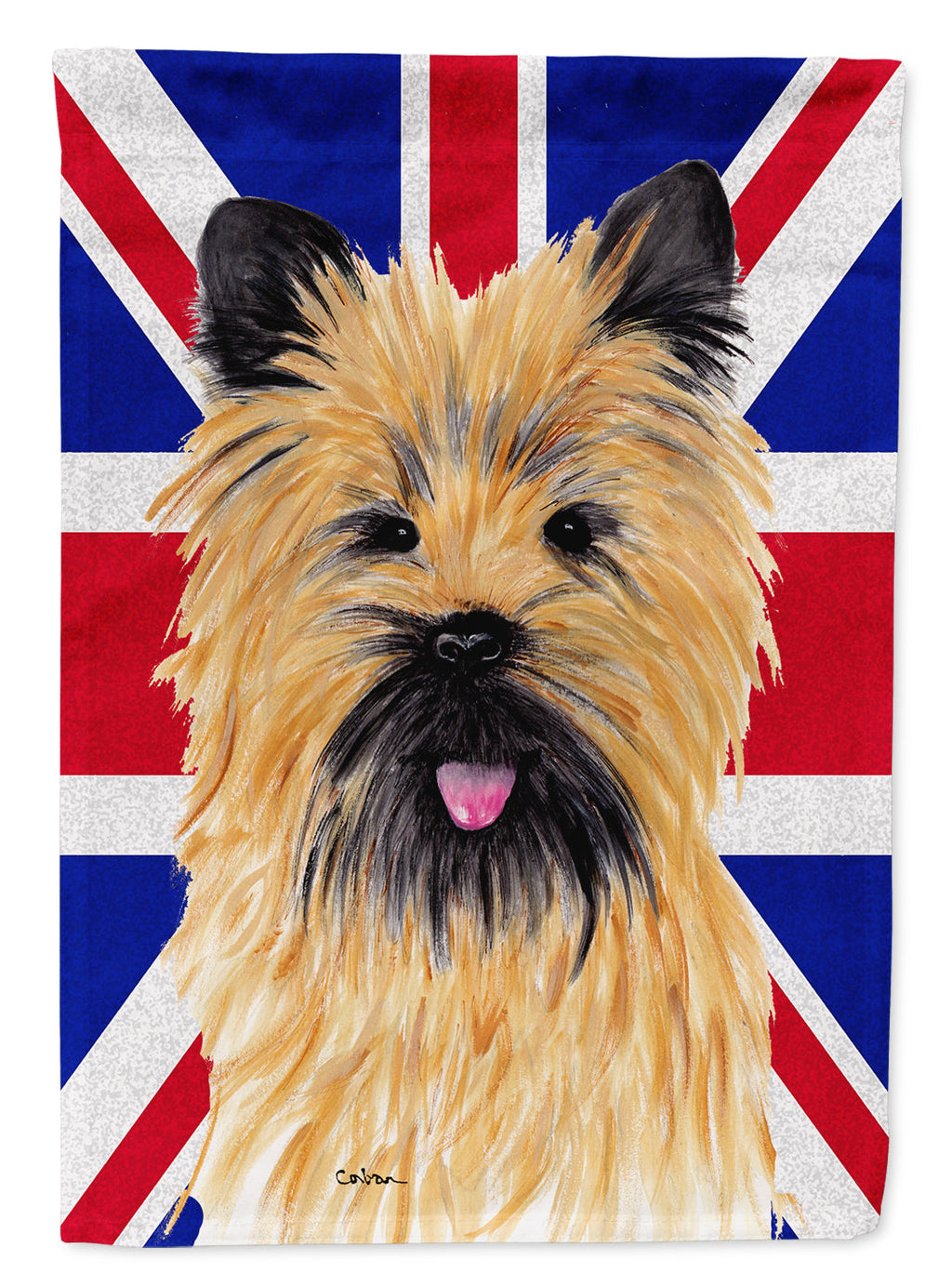 Cairn Terrier with English Union Jack British Flag House Flag 28x40 Porch Sleeve Pole Decorative Outside Yard Banner Artwork Wall Hanging, Polyester
