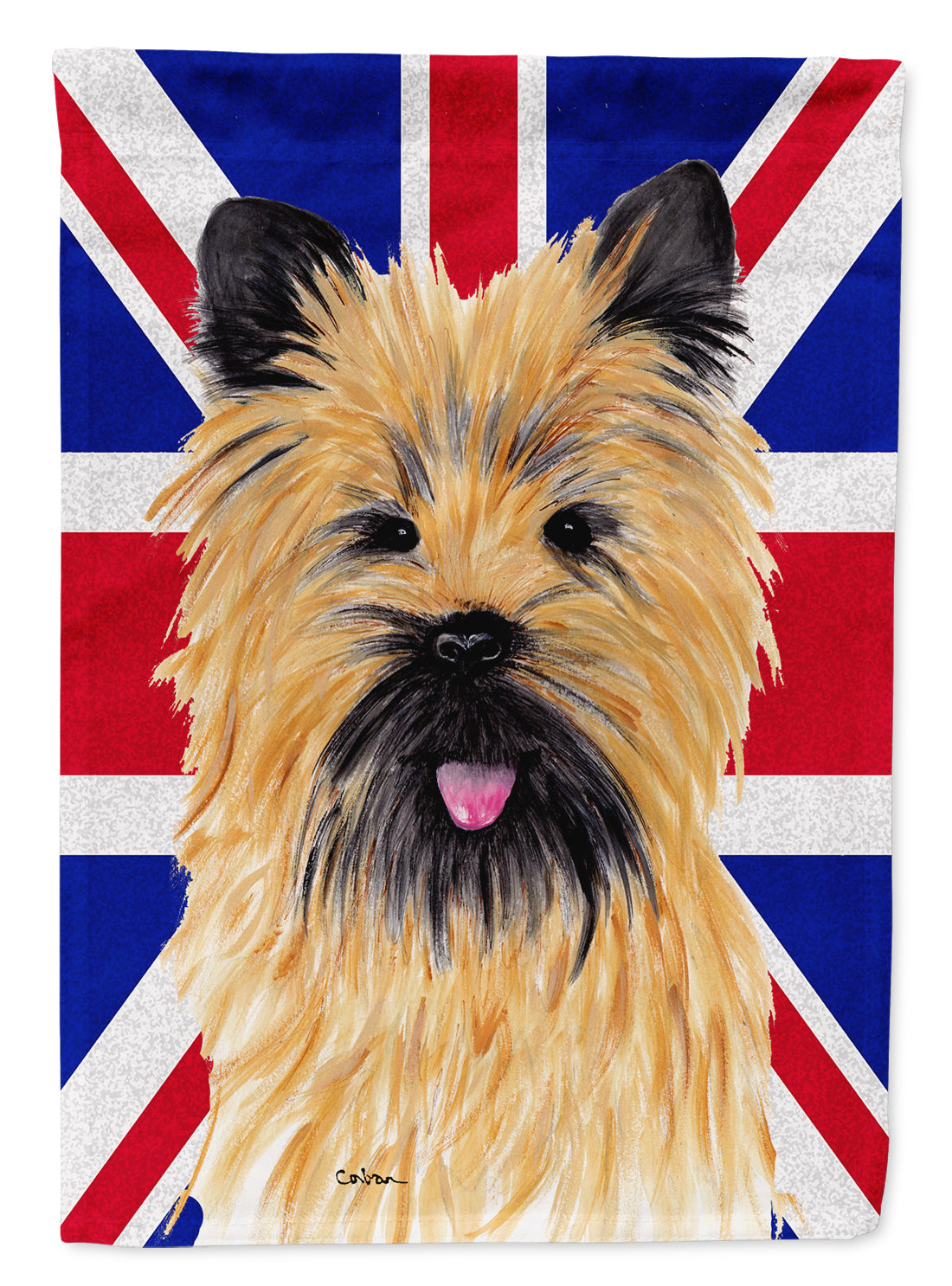 Cairn Terrier with English Union Jack British Flag House Flag 28x40 Porch Sleeve Pole Decorative Outside Yard Banner Artwork Wall Hanging, Polyester