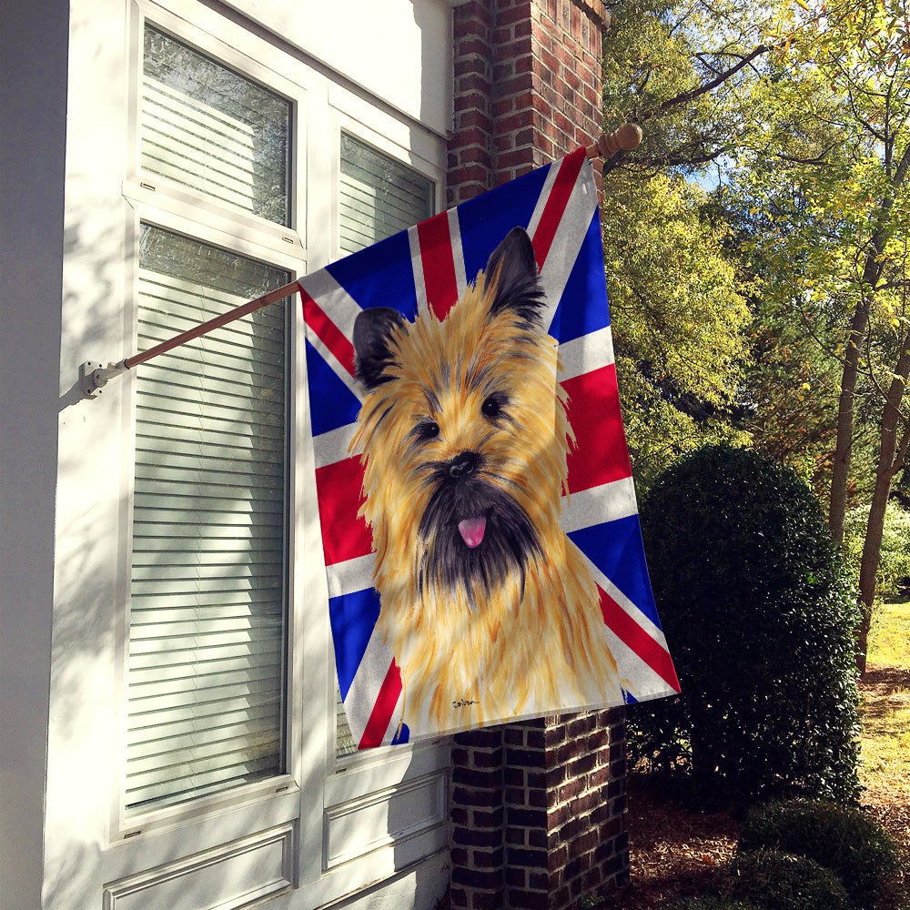 Cairn Terrier with English Union Jack British Flag House Flag 28x40 Porch Sleeve Pole Decorative Outside Yard Banner Artwork Wall Hanging, Polyester