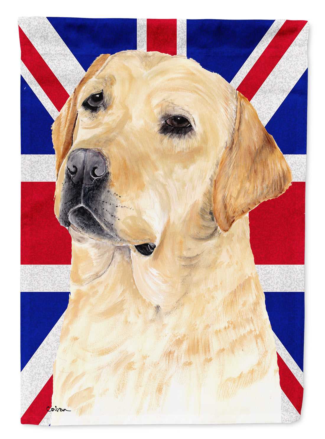 Labrador with English Union Jack British Flag House Flag 28x40 Porch Sleeve Pole Decorative Outside Yard Banner Artwork Wall Hanging, Polyester
