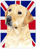 Labrador with English Union Jack British Flag Cutting Board Tempered Glass Kitchen Cutting Surface, Heat Resistant Chopping, Non-Slip Feet, Food Prep & Serving