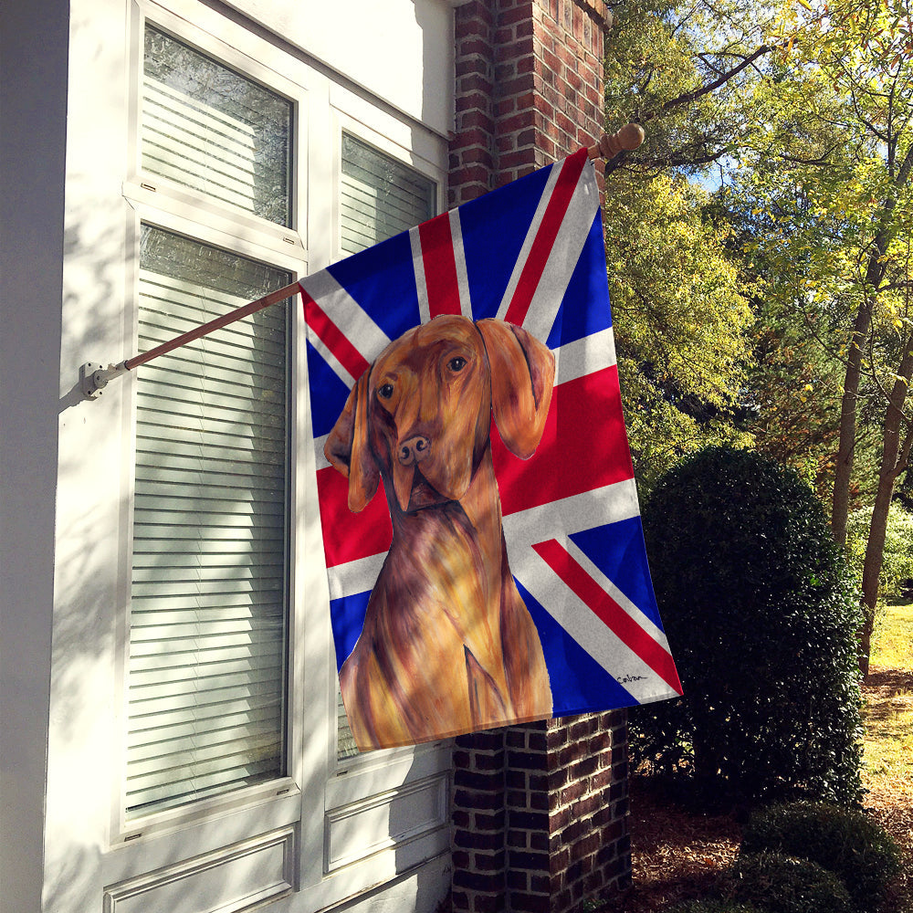 Vizsla with English Union Jack British Flag House Flag 28x40 Porch Sleeve Pole Decorative Outside Yard Banner Artwork Wall Hanging, Polyester