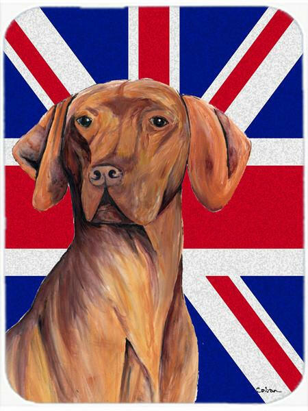 Vizsla with English Union Jack British Flag Cutting Board Tempered Glass Kitchen Cutting Surface, Heat Resistant Chopping, Non-Slip Feet, Food Prep & Serving