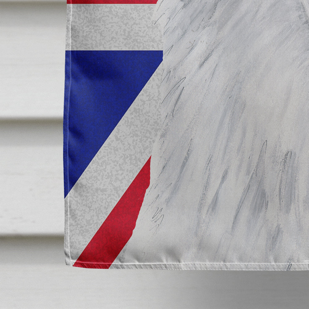 American Eskimo with English Union Jack British Flag House Flag 28x40 Porch Sleeve Pole Decorative Outside Yard Banner Artwork Wall Hanging, Polyester