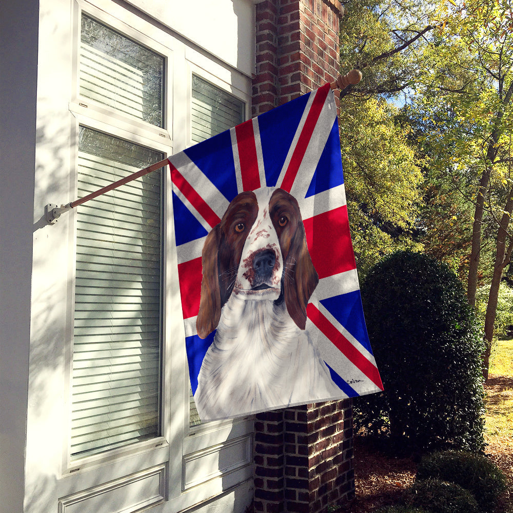 Springer Spaniel with English Union Jack British Flag House Flag 28x40 Porch Sleeve Pole Decorative Outside Yard Banner Artwork Wall Hanging, Polyester