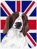 Springer Spaniel with English Union Jack British Flag Cutting Board Tempered Glass Kitchen Cutting Surface, Heat Resistant Chopping, Non-Slip Feet, Food Prep & Serving