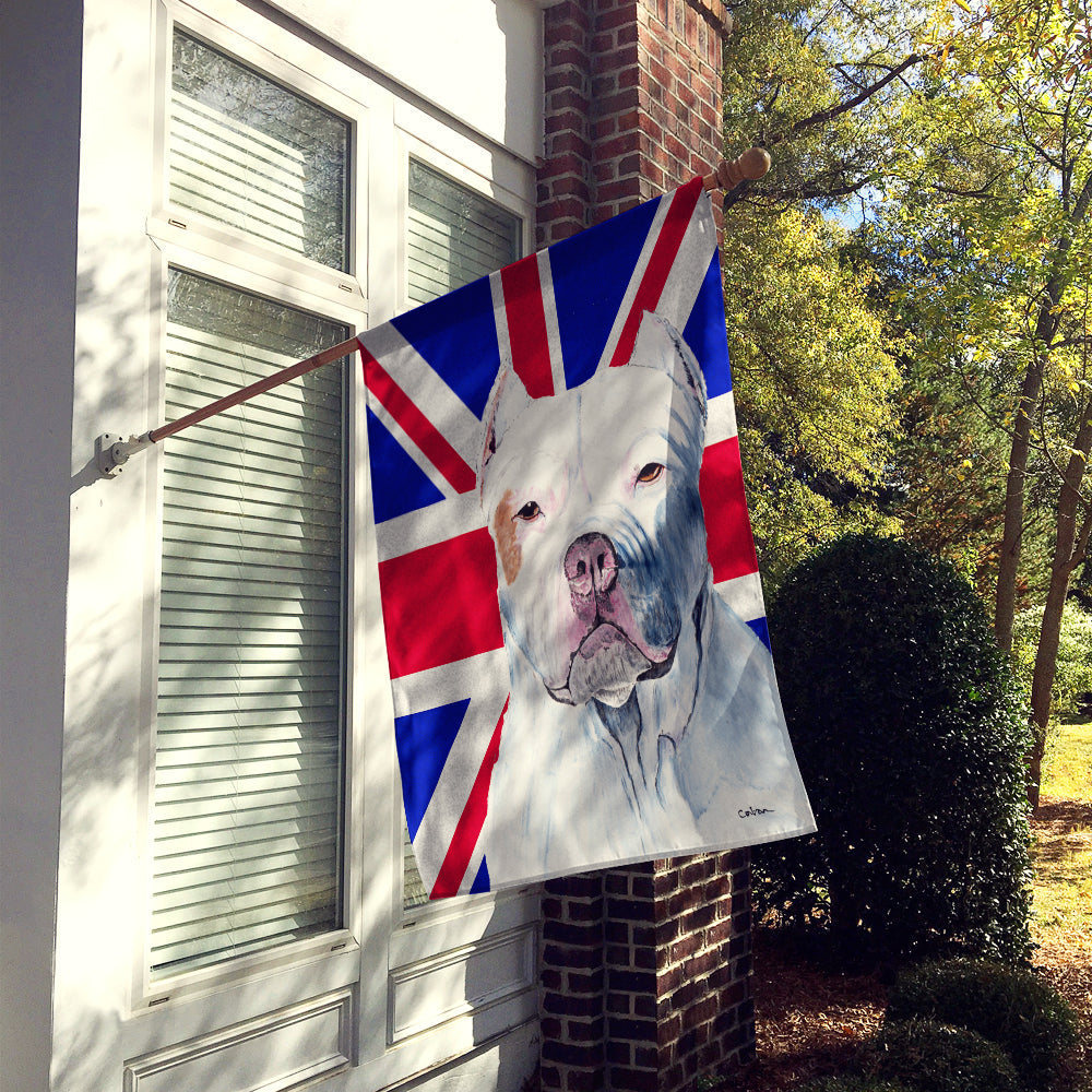 Pit Bull with English Union Jack British Flag House Flag 28x40 Porch Sleeve Pole Decorative Outside Yard Banner Artwork Wall Hanging, Polyester