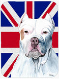 Pit Bull with English Union Jack British Flag Cutting Board Tempered Glass Kitchen Cutting Surface, Heat Resistant Chopping, Non-Slip Feet, Food Prep & Serving