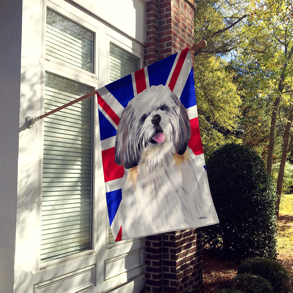 Shih Tzu with English Union Jack British Flag House Flag 28x40 Porch Sleeve Pole Decorative Outside Yard Banner Artwork Wall Hanging, Polyester