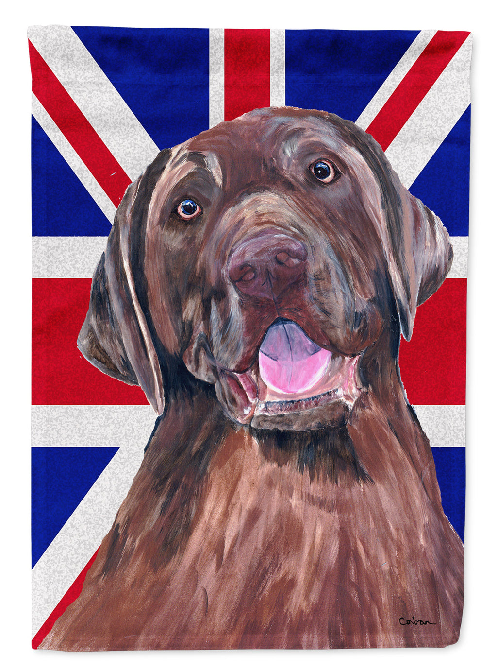 Labrador with English Union Jack British Flag House Flag 28x40 Porch Sleeve Pole Decorative Outside Yard Banner Artwork Wall Hanging, Polyester