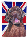 Labrador with English Union Jack British Flag House Flag 28x40 Porch Sleeve Pole Decorative Outside Yard Banner Artwork Wall Hanging, Polyester