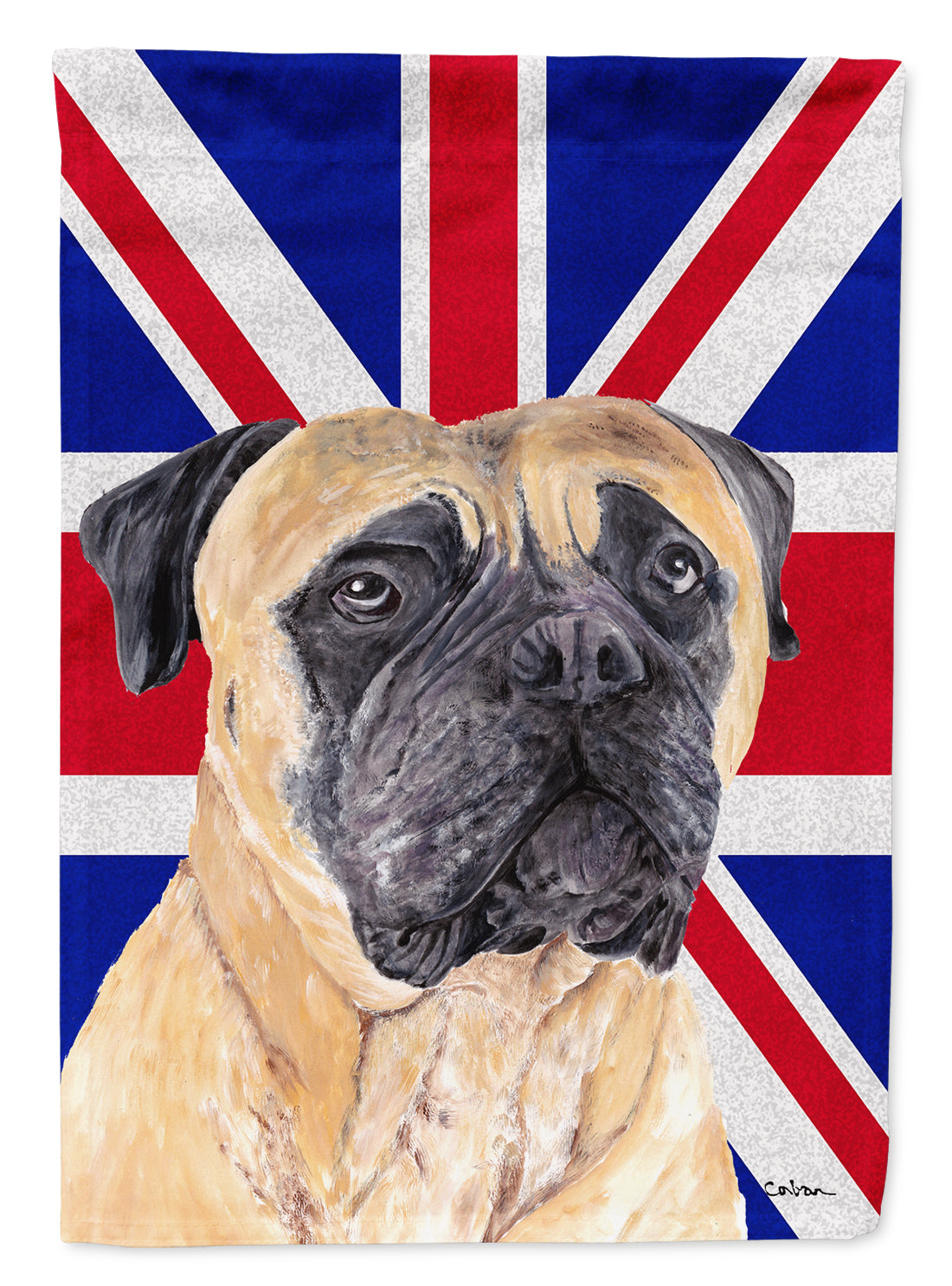Mastiff with English Union Jack British Flag House Flag 28x40 Porch Sleeve Pole Decorative Outside Yard Banner Artwork Wall Hanging, Polyester